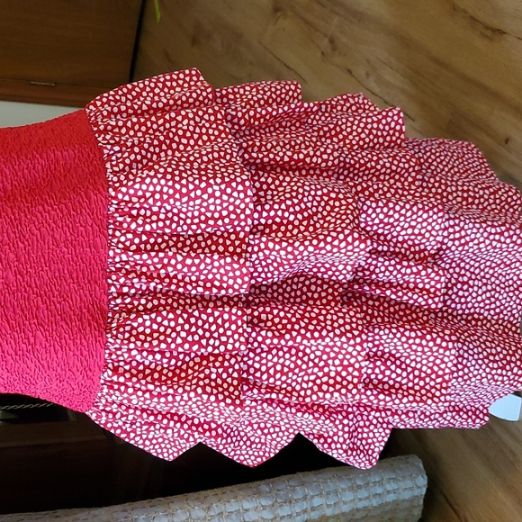 Vntg EUC David Warren NY 80's red peplum tiered dress 12 - Picture 3 of 16